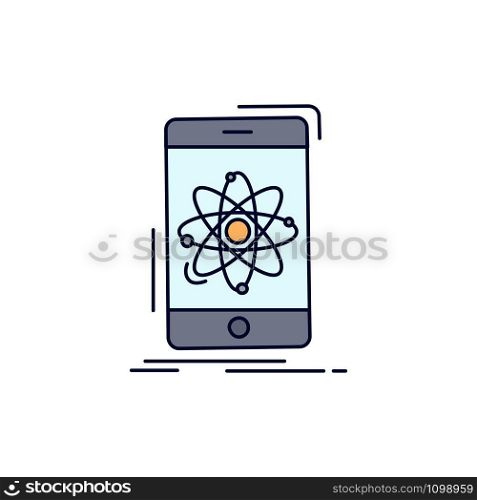 data, information, mobile, research, science Flat Color Icon Vector
