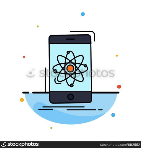 data, information, mobile, research, science Flat Color Icon Vector