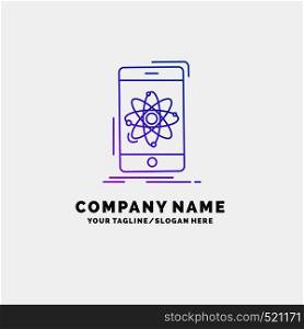 data, information, mobile, research, science Purple Business Logo Template. Place for Tagline. Vector EPS10 Abstract Template background