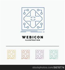 Data, infrastructure, network, matrix, grid 5 Color Line Web Icon Template isolated on white. Vector illustration. Vector EPS10 Abstract Template background