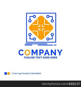 Data, infrastructure, network, matrix, grid Blue Yellow Business Logo template. Creative Design Template Place for Tagline.