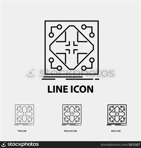 Data, infrastructure, network, matrix, grid Icon in Thin, Regular and Bold Line Style. Vector illustration. Vector EPS10 Abstract Template background