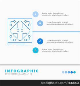 Data, infrastructure, network, matrix, grid Infographics Template for Website and Presentation. Line Blue icon infographic style vector illustration