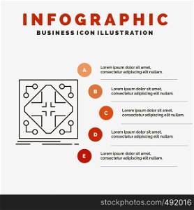 Data, infrastructure, network, matrix, grid Infographics Template for Website and Presentation. Line Gray icon with Orange infographic style vector illustration. Vector EPS10 Abstract Template background