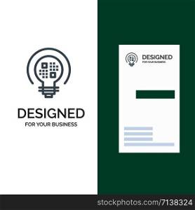 Data, Insight, Light, Bulb Grey Logo Design and Business Card Template