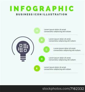 Data, Insight, Light, Bulb Solid Icon Infographics 5 Steps Presentation Background