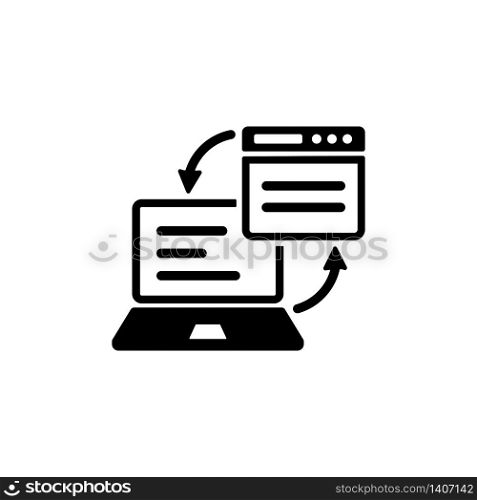 Data interchange icon or Laptop, desktop with web site on isolated background for applications, web, app. EPS 10 vector.. Data interchange icon or Laptop, desktop with web site on isolated background for applications, web, app. EPS 10 vector