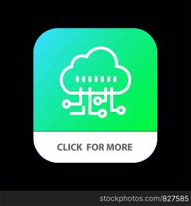 Data, Manage, Technology Mobile App Button. Android and IOS Line Version