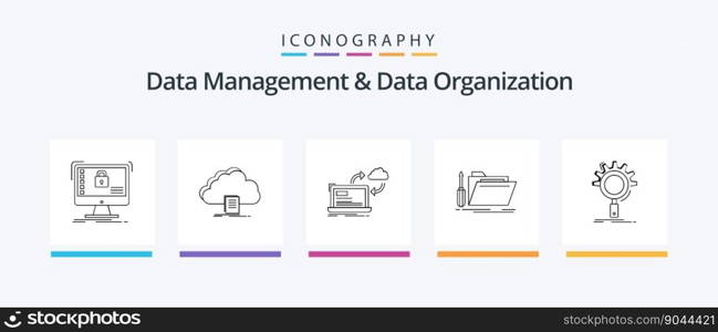 Data Management And Data Organization Line 5 Icon Pack Including analysis. data. move. monitoring. architecture. Creative Icons Design