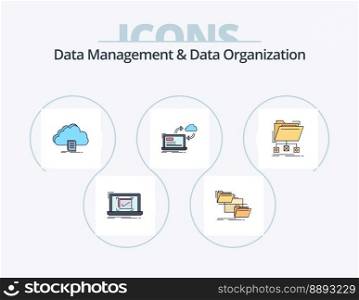 Data Management And Data Organization Line Filled Icon Pack 5 Icon Design. document. cloud. process. website. file