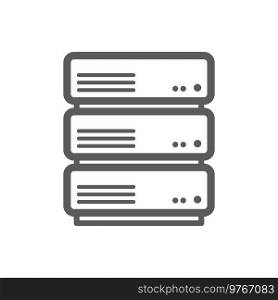 Data management, database and info storage isolated outline icon. Vector data management, access to archive on electronic device server, information storage. Folders, digital base in computer sign. Database or archive isolated folders outline icon