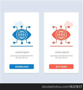 Data, Manager, Technology, Vision  Blue and Red Download and Buy Now web Widget Card Template