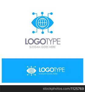 Data, Manager, Technology, Vision Blue Solid Logo with place for tagline