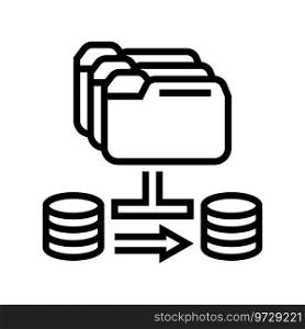 data migration analyst line icon vector. data migration analyst sign. isolated contour symbol black illustration. data migration analyst line icon vector illustration