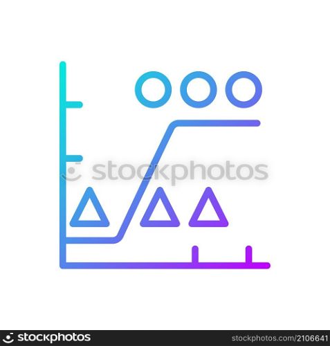 Data mining analytics gradient linear vector icon. Graph of collected information comparison. Analytics process. Thin line color symbol. Modern style pictogram. Vector isolated outline drawing. Data mining analytics gradient linear vector icon
