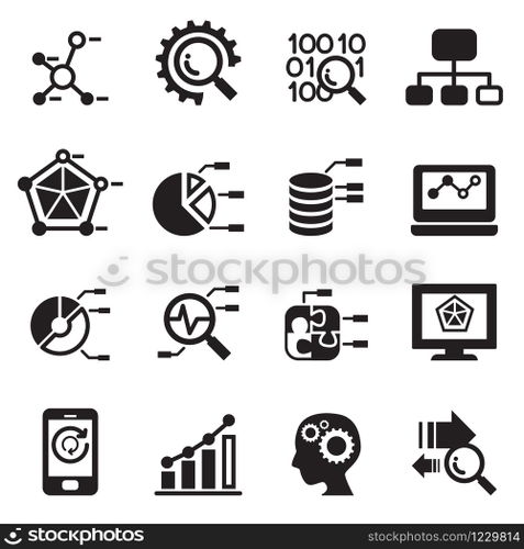 Data mining, Database, Data analysis icons set