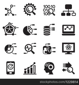 Data mining, Database, Data analysis icons set