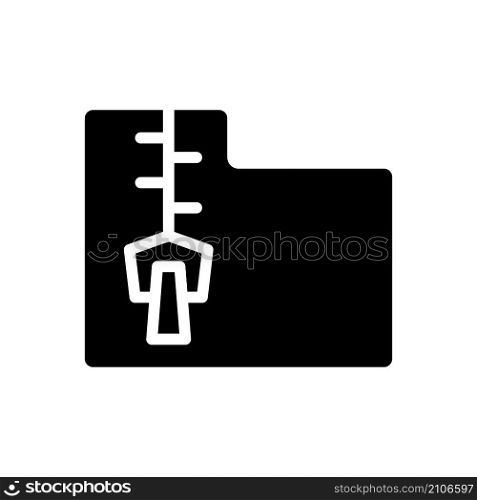 Data mining file archive black glyph icon. Keeping virtual information. Digital data storage tool. Compression of information. Silhouette symbol on white space. Vector isolated illustration. Data mining file archive black glyph icon