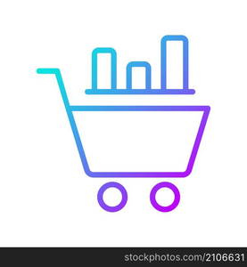 Data mining in retail industry gradient linear vector icon. Customer behavior researching. Business analytics. Thin line color symbol. Modern style pictogram. Vector isolated outline drawing. Data mining in retail industry gradient linear vector icon