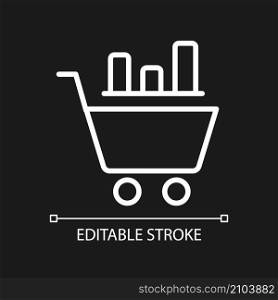 Data mining in retail industry white linear pixel perfect icon for dark theme. Thin line customizable illustration. Isolated vector contour symbol for night mode. Editable stroke. Arial font used. Data mining in retail industry white linear pixel perfect icon for dark theme