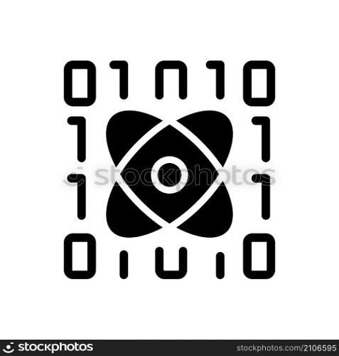 Data mining in science black glyph icon. Computer science and statistics. Information processing tool and engineering. Silhouette symbol on white space. Vector isolated illustration. Data mining in science black glyph icon