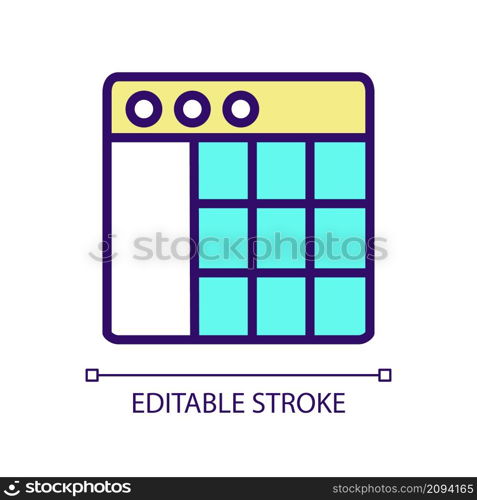 Data mining statistics RGB color pixel perfect icon. Information analytic process. Virtual tool of dataset. Isolated vector illustration. Simple filled line drawing. Editable stroke. Arial font used. Data mining statistics RGB color pixel perfect icon