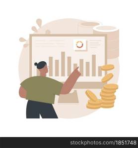 Data monetization abstract concept vector illustration. Data business strategy, information monetization, monetizing data services, selling database, source and analysis abstract metaphor.. Data monetization abstract concept vector illustration.