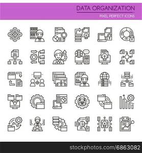 Data Organization Elements , Thin Line and Pixel Perfect Icons