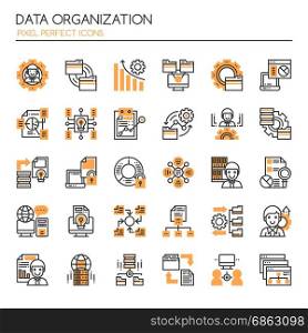 Data Organization Elements , Thin Line and Pixel Perfect Icons