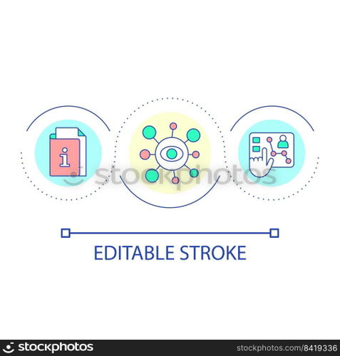 Data organization system loop concept icon. Processing information method. Archive structure abstract idea thin line illustration. Isolated outline drawing. Editable stroke. Arial font used. Data organization system loop concept icon