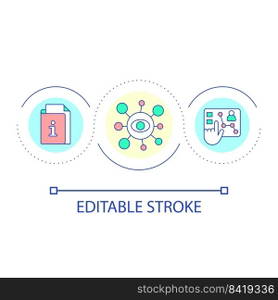 Data organization system loop concept icon. Processing information method. Archive structure abstract idea thin line illustration. Isolated outline drawing. Editable stroke. Arial font used. Data organization system loop concept icon