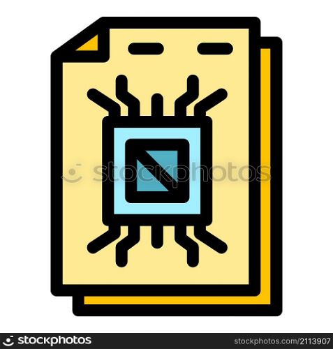 Data paper storage icon. Outline data paper storage vector icon color flat isolated. Data paper storage icon color outline vector