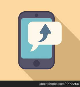 Data phone repost icon flat vector. Research graph. Market information. Data phone repost icon flat vector. Research graph