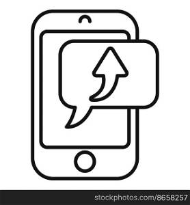 Data phone repost icon outline vector. Research graph. Market information. Data phone repost icon outline vector. Research graph