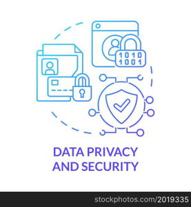 Data privacy and security blue gradient concept icon. Online entrepreneurship risk abstract idea thin line illustration. Privacy policy. Keeping data safe. Vector isolated outline color drawing. Data privacy and security blue gradient concept icon