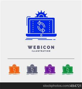 data, processing, Analysis, reporting, sync 5 Color Glyph Web Icon Template isolated on white. Vector illustration. Vector EPS10 Abstract Template background