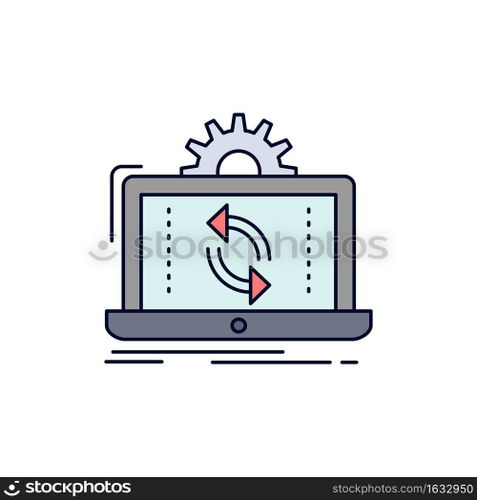 data, processing, Analysis, reporting, sync Flat Color Icon Vector