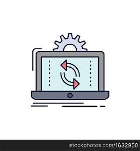 data, processing, Analysis, reporting, sync Flat Color Icon Vector