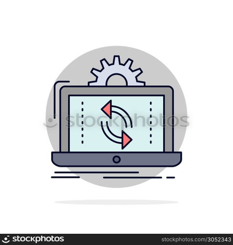 data, processing, Analysis, reporting, sync Flat Color Icon Vector