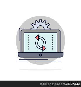 data, processing, Analysis, reporting, sync Flat Color Icon Vector