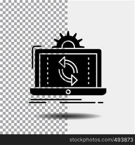 data, processing, Analysis, reporting, sync Glyph Icon on Transparent Background. Black Icon. Vector EPS10 Abstract Template background