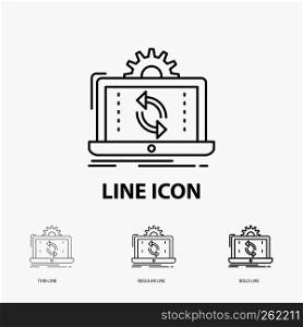 data, processing, Analysis, reporting, sync Icon in Thin, Regular and Bold Line Style. Vector illustration