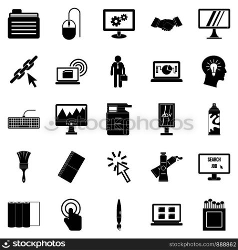 Data processor icons set. Simple set of 25 data processor vector icons for web isolated on white background. Data processor icons set, simple style