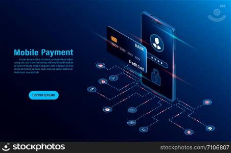 data protection concept. online payment security transaction via credit card. protect data finance and confidentiality with high security. flat isometric illustration.