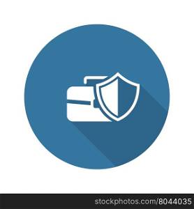 Data Protection Icon. Flat Design.. Data Protection Icon. Flat Design. Isolated Illustration. App Symbol or UI element. Safety concept with a briefcase and a shield.