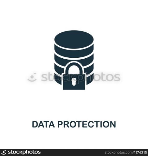 Data Protection icon. Monochrome style design from internet security collection. UI. Pixel perfect simple pictogram data protection icon. Web design, apps, software, print usage.. Data Protection icon. Monochrome style design from internet security icon collection. UI. Pixel perfect simple pictogram data protection icon. Web design, apps, software, print usage.