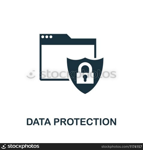 Data Protection icon vector illustration. Creative sign from gdpr icons collection. Filled flat Data Protection icon for computer and mobile. Symbol, logo vector graphics.. Data Protection vector icon symbol. Creative sign from gdpr icons collection. Filled flat Data Protection icon for computer and mobile