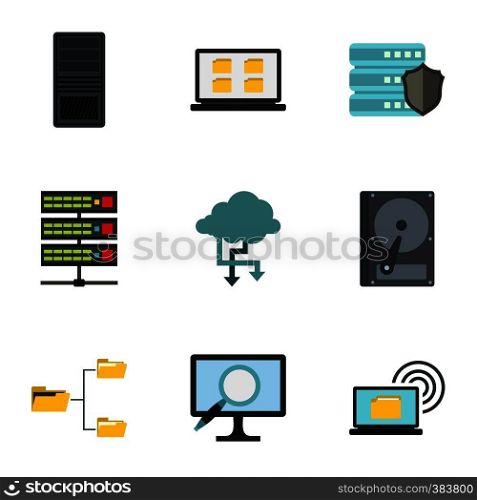 Data protection icons set. Flat illustration of 9 data protection vector icons for web. Data protection icons set, flat style