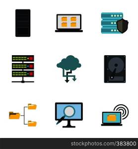 Data protection icons set. Flat illustration of 9 data protection vector icons for web. Data protection icons set, flat style