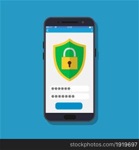 Data protection, internet security concept, infographic. Network secure. Padlock login password. template for website mobile app. Vector illustration in flat style. Data protection, internet security concept